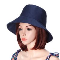 Women Foldable Cotton Bucket Hat Pure Color Travel Casual Sunshade Basin Cap