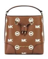 Michael Kors Mercer Small Luggage Embossed Drawstring Bucket Messenger Bag (85039)