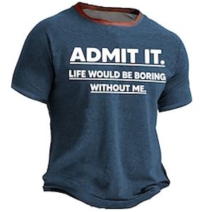 Graphic Letter Daily Designer Retro Vintage Men's 3D Print T shirt Tee Sports Outdoor Holiday Going out T shirt Navy Blue Army Green Dark Blue Short Sleeve Crew Neck Shirt Spring  Summer Clothing Lightinthebox