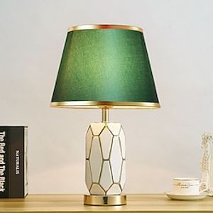 Hand-Painted Gold Glazed Ceramic Table Lamp Gorgeous Bedroom Bedside Lamp with Barrel-Shaped Lampshade Traditional Vase Bedroom Desk Lamp 47  30 Cm 85-265V Lightinthebox