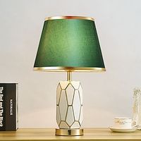 Hand-Painted Gold Glazed Ceramic Table Lamp Gorgeous Bedroom Bedside Lamp with Barrel-Shaped Lampshade Traditional Vase Bedroom Desk Lamp 47  30 Cm 85-265V Lightinthebox - thumbnail