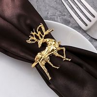 Christmas Kitchen Deco Napkin Ring Explosive Christmas Napkin Ring Silver Diamond-Shaped Deer Napkin Ring Napkin Buckle Cloth Ring Metal Lightinthebox - thumbnail