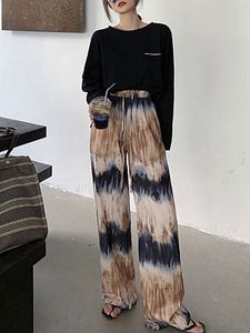 Tie-dye casual pants loose wide-leg pants high-waist straight-leg pants