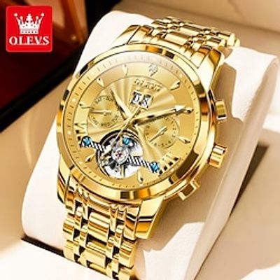 OLEVS Men's Watches Classic Hollow Out Automatic Mechanical Wristwatch Original Movement Waterproof Luminous Calendar Year Moon Lightinthebox