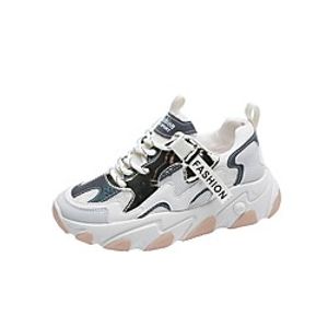 Women's Trainers Athletic Shoes Dad Shoes Flat Heel Round Toe Booties Ankle Boots PU Lace-up Solid Colored Pink Beige / Booties / Ankle Boots miniinthebox