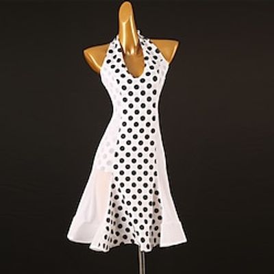 Latin Dance Dress Splicing Women's Performance Training Sleeveless Chiffon Chinlon Spandex Lightinthebox
