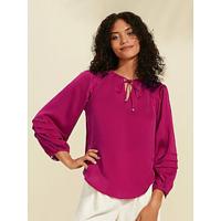 Satin Solid Shimmery Raglan Sleeve Casual Blouse