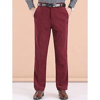 Men's Dress Pants Corduroy Pants Trousers Suit Pants Pocket Straight Leg Plain Comfort Breathable Outdoor Daily Going out Fashion Casual Black Wine miniinthebox - thumbnail