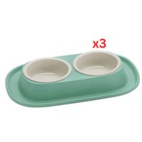 Georplast Soft Touch Plastic Double Bowl - Green (Pack of 3)