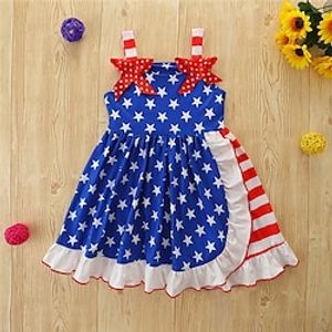 Kids Girls' Dress Star Slip Dress Knee-length Dress Outdoor Off Shoulder Sleeveless Fashion Dress 0-5 Years Summer Blue Lightinthebox