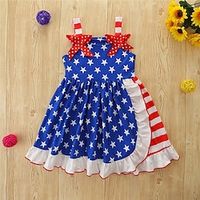 Kids Girls' Dress Star Slip Dress Knee-length Dress Outdoor Off Shoulder Sleeveless Fashion Dress 0-5 Years Summer Blue Lightinthebox - thumbnail