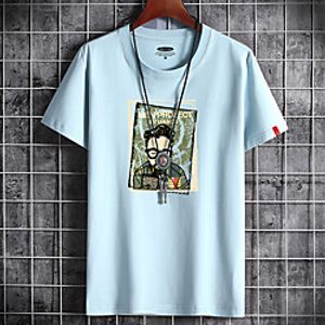 Men's T shirt Print Anime Round Neck Casual Daily Short Sleeve Tops Lightweight Formal Breathable White Black Dark Gray Lightinthebox