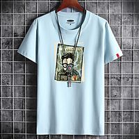 Men's T shirt Print Anime Round Neck Casual Daily Short Sleeve Tops Lightweight Formal Breathable White Black Dark Gray Lightinthebox - thumbnail