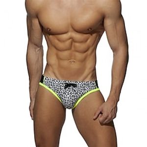 Men's 1pack Swim Briefs Swimwear Drawstring Breathable Soft Color Block Mid Waist White Blue Lightinthebox