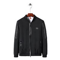 Men's Jacket Sport Daily Fall Spring Regular Coat Stand Collar Regular Fit Breathable Casual Jacket Long Sleeve Letter Patchwork Blue Gray Black miniinthebox - thumbnail