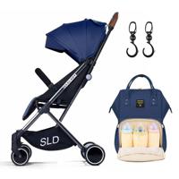 Teknum Travel Lite Stroller - Navy Blue - Sunveno Diaper Bag - Hooks CM_TKSN_YF001DPNB