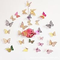 12pcs/set 3D Valentine's Day Hollow Butterfly Stickers Decorate Birthday Wedding Festival Dance Art Wall Stickers. miniinthebox - thumbnail