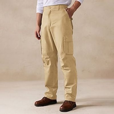 Men's Cargo Pants Cargo Trousers Work Pants Button Multi Pocket Straight Leg Color Block Comfort Wearable Casual Daily Holiday Sports Fashion Black Army Green Lightinthebox