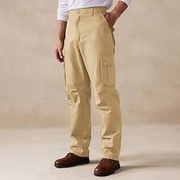 Men's Cargo Pants Cargo Trousers Work Pants Button Multi Pocket Straight Leg Color Block Comfort Wearable Casual Daily Holiday Sports Fashion Black Army Green Lightinthebox - thumbnail