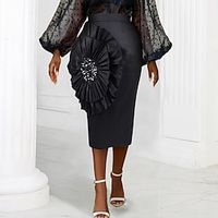 Women's Skirt Bodycon Long Skirt Midi Black Skirts Spring  Summer Patchwork Fashion Elegant Casual Street Daily S M L miniinthebox - thumbnail