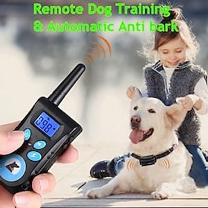 2 In 1 Automatic Anti Bark  Remote Training Collar Electric 3 Modes Beep Vibration Shock Waterproof Rechargeable Pet Behaviour Obedience Training Lightinthebox