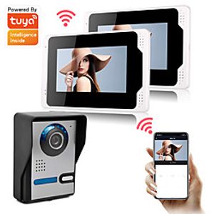 Wired amp; Tuya Wifi Smart Video Doorbell 1080P Support Remote Control Smart Life Doorbell Cloud Camera 7inch Monitor Snapshot and Recording Motion Detect Lightinthebox