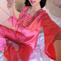 Silk Long Sleeve Embroidery Comfy Pajamas