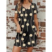 Women's Green Dress Polka Dot Print Loose Asymmetrical Midi Dress Short Sleeve Summer Spring Lightinthebox