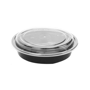 Hotpack | Black Base Round Container 24 Oz Base With Lid | 300 Pieces