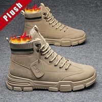 Men's Boots Snow Boots Winter Boots Fleece lined Hiking Cycling Shoes Casual British Daily Office  Career PU Warm Slip Resistant Booties / Ankle Boots Lace-up Black Brown Fall Winter miniinthebox - thumbnail