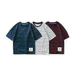 [4y-13y]boys loose striped short-sleeved t-shirt Lightinthebox