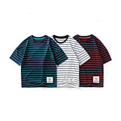 [4y-13y]boys loose striped short-sleeved t-shirt Lightinthebox