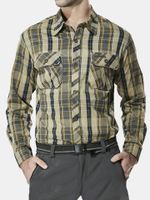 Checked Washed Loose Slim Fit Chest Pockets Shirt