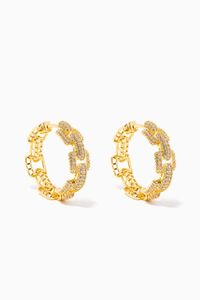 Square Link Pavé Hoop Earrings