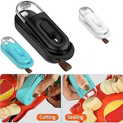 Mini Bag Sealer Chip Bag Sealer Portable Handheld Heat Vacuum Sealer With Cutter Plastic Bag Sealer Bag Resealer Machine For Chip Bags Automatic Bag Sealer miniinthebox