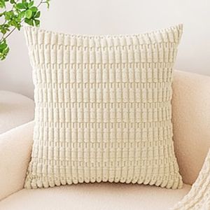 Decorative Throw Pillow Covers for Living Room Couch Bed Sofa Rustic Farmhouse Boho Home Decor Soft Striped Corduroy Square Cushion Case Lightinthebox