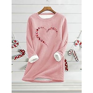 Women's Pullover Sherpa Fleece Lined Warm Fuzzy Black Yellow Pink Round Neck Long Sleeve Fall  Winter Lightinthebox