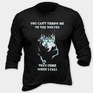 Men's T shirt Tee Wolf Graphic Prints Crew Neck Hot Stamping Street Vacation Long Sleeve Clothing Apparel Basic Designer Modern Contemporary Lightinthebox