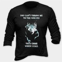 Men's T shirt Tee Wolf Graphic Prints Crew Neck Hot Stamping Street Vacation Long Sleeve Clothing Apparel Basic Designer Modern Contemporary Lightinthebox - thumbnail