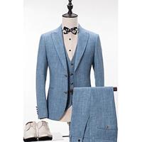 Champagne Dusty Blue Green Men's Wedding Party Suits Solid Colored 3 Piece Dress Tailored Fit Single Breasted Two-buttons 2024 Lightinthebox