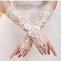 Bridal Fingerless Gloves Rhinestone Lace Flower Bride Wedding Party Prom Dress