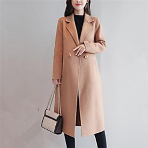 Women's Coat Daily Work Fall Winter Long Coat Regular Fit Warm Casual Jacket Long Sleeve Plain Solid Color Oversized Blue Camel Black miniinthebox