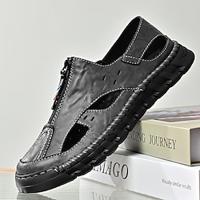 Men's Sandals Retro Walking Casual Daily Leather Comfortable Booties / Ankle Boots Loafer Black Gray Spring Fall Lightinthebox