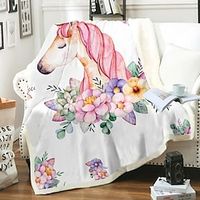 Cotton Polyester Blend Throw Blanket All Season For Couch Chair Sofa Bed Picnic Print Unicorn Cartoon Soft Fluffy Warm Cozy Plush Autumn Winter miniinthebox - thumbnail