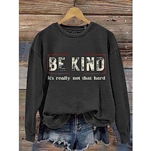 Women's Pullover Graphic Letter Fashion Streetwear Classic Print Black Party Street Round Neck Long Sleeve Only tops Micro-elastic Fall  Winter Lightinthebox