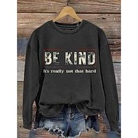 Women's Pullover Graphic Letter Fashion Streetwear Classic Print Black Party Street Round Neck Long Sleeve Only tops Micro-elastic Fall  Winter Lightinthebox - thumbnail