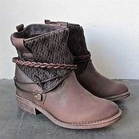 Women's Boots Plus Size Vintage Shoes Outdoor Christmas Daily Booties Ankle Boots Winter Tassel Chunky Heel Round Toe Vintage Casual Minimalism PU Zipper Solid Color Black Brown Lightinthebox - thumbnail