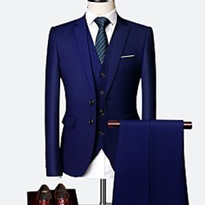 Men's Suits Pants Blazer Waistcoat 1950s Hot Birthday Slim Polyester Men's Suit Purple / Yellow / Wine - Notch lapel collar / Plus Size miniinthebox