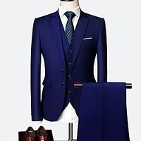 Men's Suits Pants Blazer Waistcoat 1950s Hot Birthday Slim Polyester Men's Suit Purple / Yellow / Wine - Notch lapel collar / Plus Size miniinthebox - thumbnail