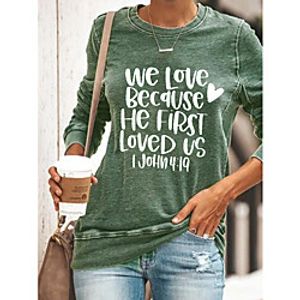 Women's Plus Size Tops Pullover Sweatshirt Graphic Letter Print Long Sleeve Crewneck Streetwear Fall Winter Green Black Big Size XL XXL 3XL 4XL 5XL Lightinthebox